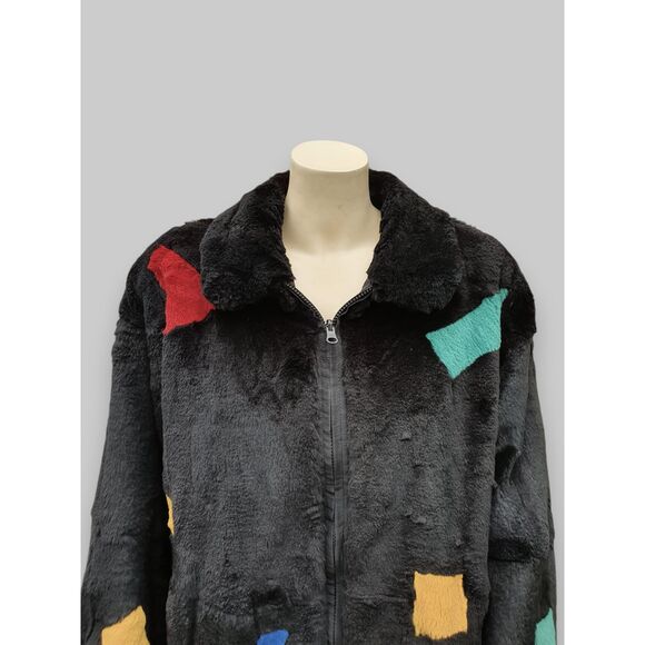 Black/Multicolor Reversible Rabbit Jacket -XL - Picture 7 of 11